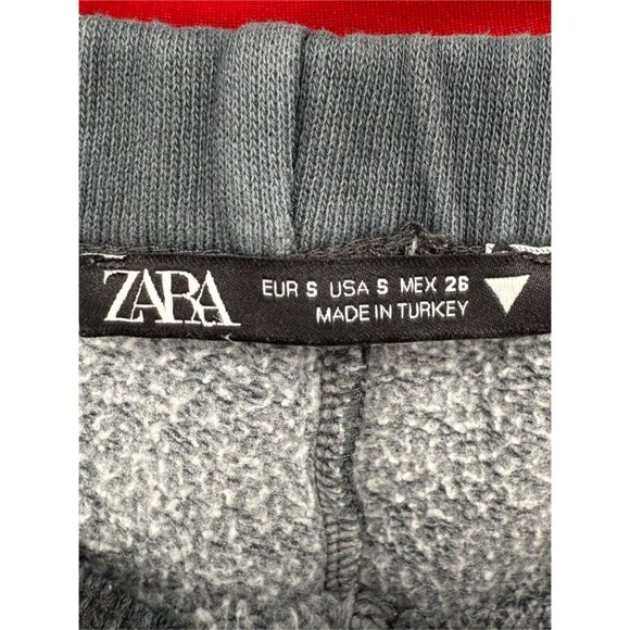 Zara Distressed Wide Leg Pull-On Gray Sweatpants Women Sz S - Picture 5 of 8